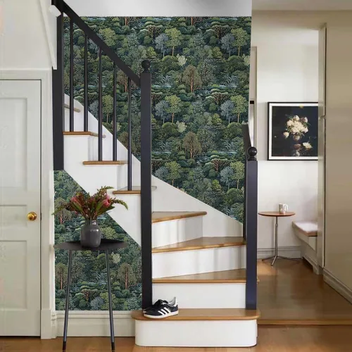 Miniatura 6 de 18"x236" Papel Tapiz Naturaleza Bosque Árboles Ríos Despegar y Pegar Autoadhesivo Removible Papel de Contacto Adherible Fácil de Despegar Papel