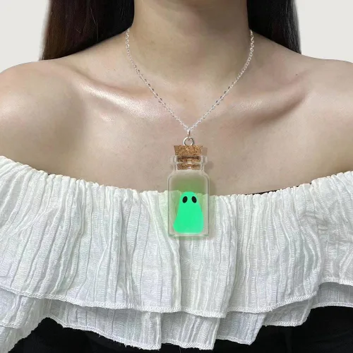 Miniatura 6 de Collar con colgante de fantasma en una botella, collar de fantasma que brilla en la oscuridad, collar de fantasma, joyería de Halloween para mujeres