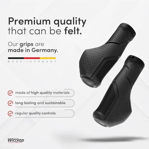Miniatura 5 de Wittkop Empuñaduras de bicicleta con innovador diseño de 3 zonas fabricadas en Alemania - Comodidad ergonómica antideslizante y zonas EFC para un