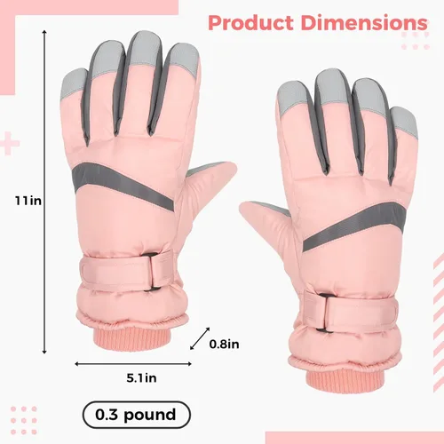 Miniatura 4 de Winter Ski Gloves for Women, Touchscreen Winter Gloves, Warm Water-Proof Gloves, Dream Pink Gloves, for Women Bike Riding Skiing Hiking Motorcycle