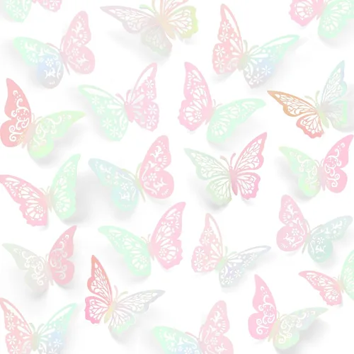 Miniatura 20 de 60 piezas de mariposas 3D para pastel y decoración de pared - 5 estilos, 3 tamaños, púrpura láser