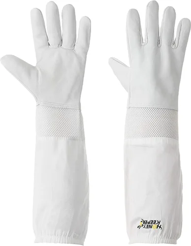 Miniatura 2 de Honey Keeper Guantes de apicultura - Piel de cabra con manga de lona ventilada y puño elástico