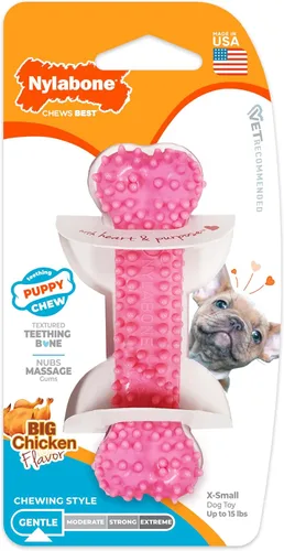 Miniatura 10 de Juguete para masticar para cachorros Nylabone, Petite., Hueso, XS, Rosado
