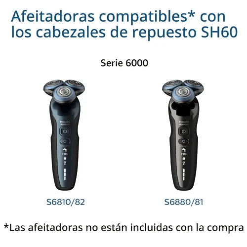 Miniatura 3 de Cabezales de afeitado Philips Norelco genuinos SH60/72 compatibles con la serie de afeitadoras Norelco 6000