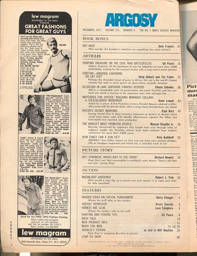 Miniatura 2 de Argosy 12/1971-Popular-Hitler's Secret Weapons-Stone Age Tribe-pulp thrills-FN