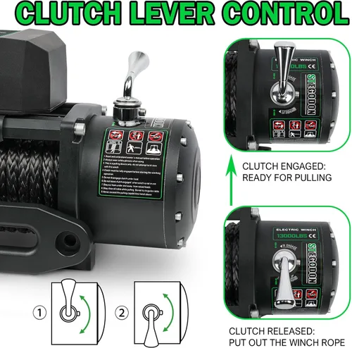 Miniatura 3 de Cabrestante de 13,000 libras Cabrestante eléctrico de 12V con cuerda sintética Cabrestante Rough Country con pasacabos Hawse, mango con cable