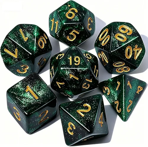 Miniatura 10 de CiaraQ DND - Juego de dados poliédricos con una bolsa de dados negra para juegos de mesa de rol D&D RPG MTG Rojo mezclado azul+purpurina