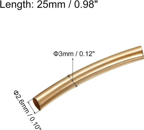Miniatura 2 de uxcell Cuentas de tubo curvo de latón, 0.118 in x 0.984 in, cuentas espaciadoras brillantes de 0.102 in de diámetro interior para proyectos de Tono