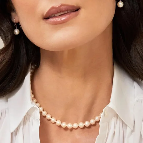 Miniatura 26 de The Pearl Source Real Pearl Necklace for Women with AAA+ Quality Round White Freshwater Genuine Cultured Pearls