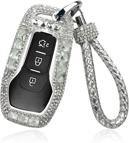 Bling Bling - Funda de llavero con diamantes de cristal de lujo para Ford Fusion F-150 Edge Explorer Mustang Lincoln MKZ MKC 3/4/5 botones llave