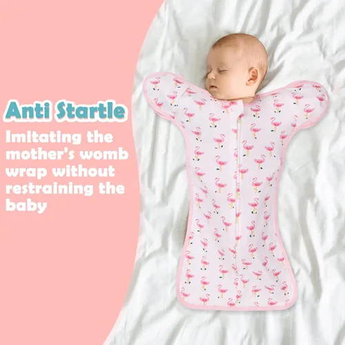 Miniatura 2 de Paquete de 2 pañales de 0 a 3 meses, pañales con cremallera de 2 vías, pañales convertibles para bebé con brazos y hacia afuera, 100% algodón