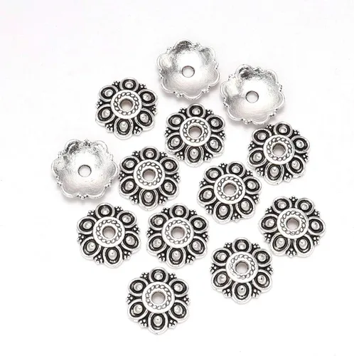 Miniatura 9 de 100 unidades/lote de tapas de cuentas de 0.236 pulgadas para joyas, receptáculo de extremo, ahuecado, toro de flores, bricolaje, espaciado