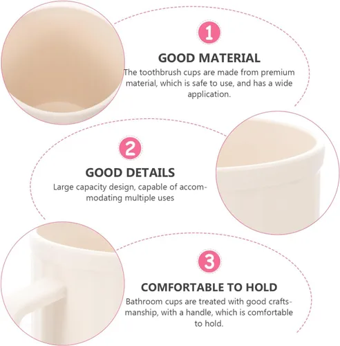 Miniatura 7 de Beavorty Tazas de baño vaso de plástico para cepillos de dientes con asa para viajes en casa, taza blanca