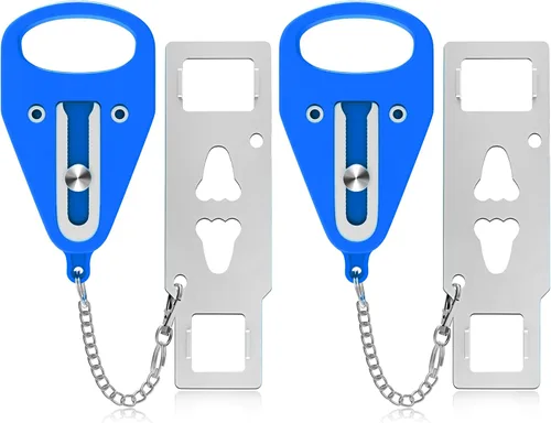 Miniatura 10 de Cerradura de puerta portátil, paquete de 2 cerraduras adicionales sólidas y resistentes para mayor privacidad y seguridad en hoteles, apartamentos