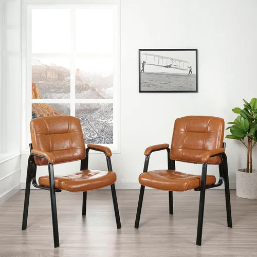 Miniatura 11 de Naomi Home Sillas de oficina para invitados, sillas apilables de piel sintética con reposabrazos, cómodo asiento de recepción para clínicas