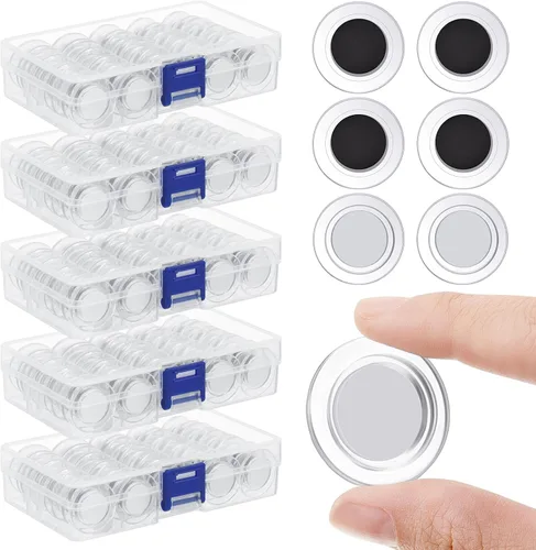 Miniatura 9 de Outus 45 imanes redondos negros para pizarra blanca de 1.2 in, imanes para refrigerador para el regreso a clases, mini nevera, suministros
