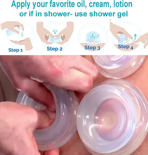 Miniatura 4 de 否 Koukone - Juego de 7 vasos de silicona para terapia de ventosas transparentes para terapia de ventosas médicas al vacío y tazas de masaje