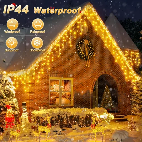 Miniatura 4 de Luces de carámbano para exteriores, 216 LED de 24 pies, luz de Navidad impermeable para exteriores con 8 modos y temporizador, luces de carámbano