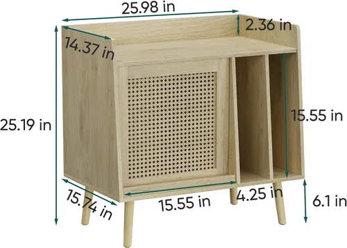 Miniatura 2 de Semiocthome Soporte para tocadiscos con almacenamiento de vinilo, mesa de tocadiscos con estante de almacenamiento, soporte giratorio con puerta