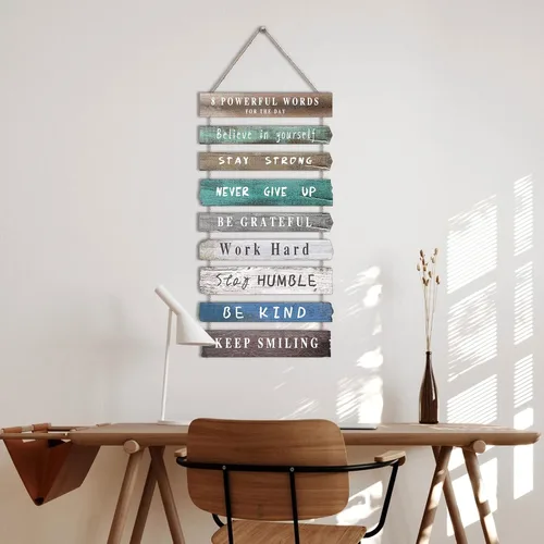 Miniatura 2 de Decoración de pared inspiradora para oficina, decoración rústica de madera para colgar, arte de pared motivacional, citas positivas inspiradoras, 8