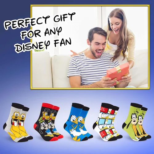 Miniatura 6 de Disney Calcetines para hombre Baby Yoda Crew Socks 5 Pack Star Wars Calcetines tobilleros Mickey Mouse regalos para hombres
