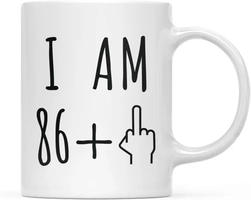 Miniatura 88 de Andaz Press Divertida taza de café de 11 onzas, regalo de broma de cumpleaños, I Am 49 + 1 dedo medio, 1 paquete, ideas de regalo de cumpleaños 50