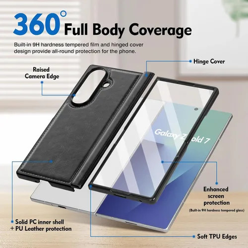 Miniatura 2 de SkyEagle Funda Cartera magnética desmontable compatible con Magsafe para Samsung Galaxy Z Fold 7 con tarjetero Protector de pantalla integrado