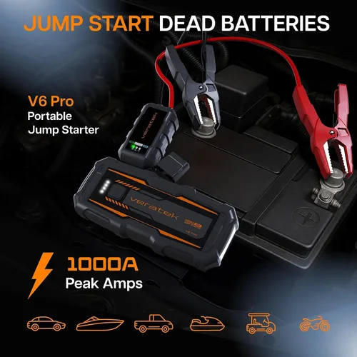 Miniatura 3 de V6 Pro 1000A Arrancador de Batería de Coche Portátil (6.0L Gasolina y 3.0L Diésel) – Paquete de Refuerzo de Batería de Litio de 12V con Seguridad