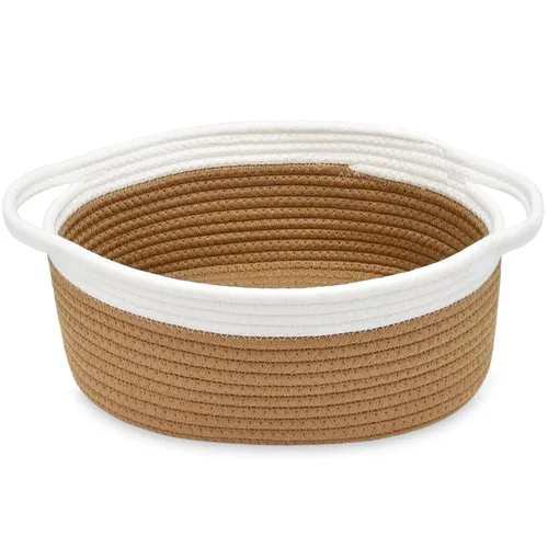 Miniatura 26 de ABenkle Cesta Pequeña con Asas - Contenedor de Almacenamiento Tejido de Cuerda Decorativo Duradero Cubo Organizador de Estante, Cesta de Regalo