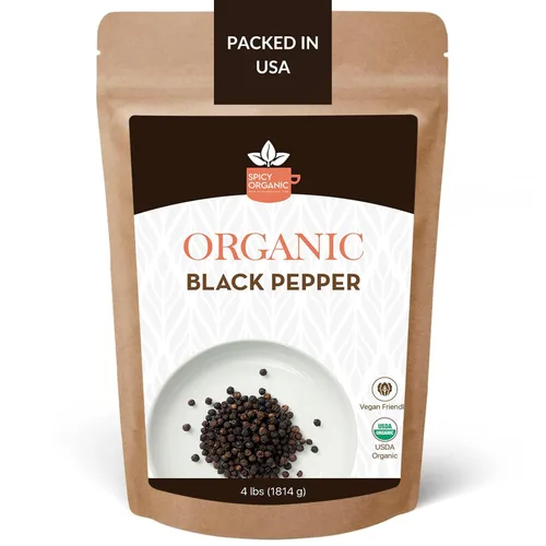 Miniatura 10 de Spicy Organic Ceylon - Granos de pimienta negra enteros de 4 onzas – Certificado USDA y Kosher, sin gluten y sin OMG – Pimienta orgánica pura