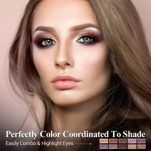 Miniatura 3 de 10 barras de sombra de ojos, brillo y neutro, color rosa champán, metálico, lápiz de sombra de ojos color crema con resistente a las manchas y al