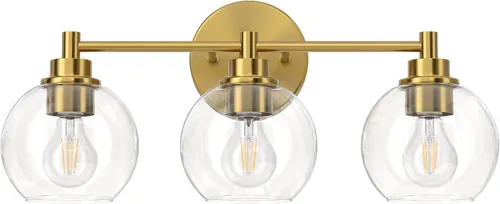 Miniatura 10 de VONLUCE Accesorios de iluminación de baño, luz de tocador de baño de 2 luces con pantallas de vidrio globo E26, luces de tocador para dormitorio