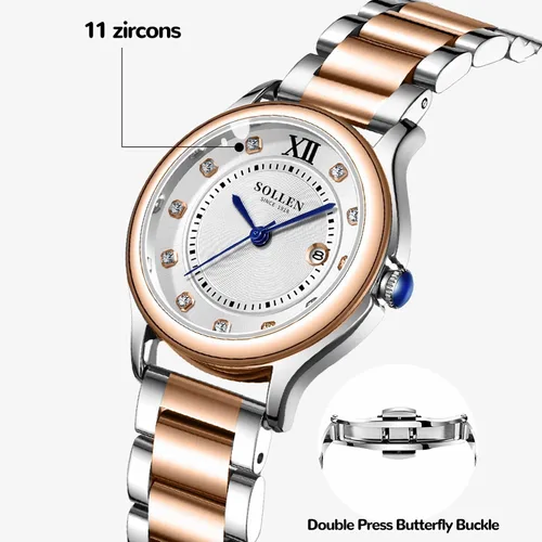 Miniatura 5 de Reloj de cuarzo para mujer, relojes analógicos de cuarzo de moda impermeables para mujer