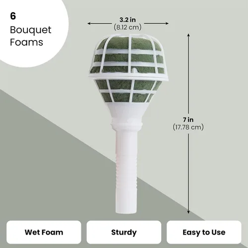 Miniatura 4 de Juvale Paquete de 6 soportes de espuma para ramos, ideales para flores frescas, decoración de bodas, arreglos florales y proyectos de jardinería