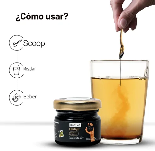Miniatura 7 de Kapiva Resina de Shilajit 100% Auténtica del Himalaya (30gmx2), Alta Potencia para Hombres y Mujeres Más de 80 Minerales Traza, Hasta 70% de Ácido