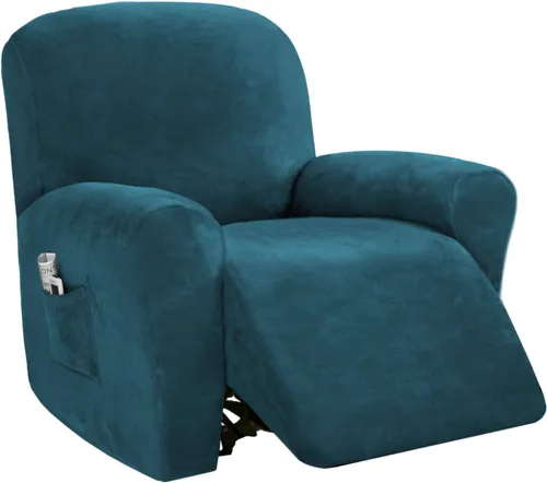 Miniatura 10 de PrinceDeco Funda para silla reclinable, fundas elásticas de terciopelo para sofá reclinable, estilo de 4 piezas, fundas para sillas reclinables