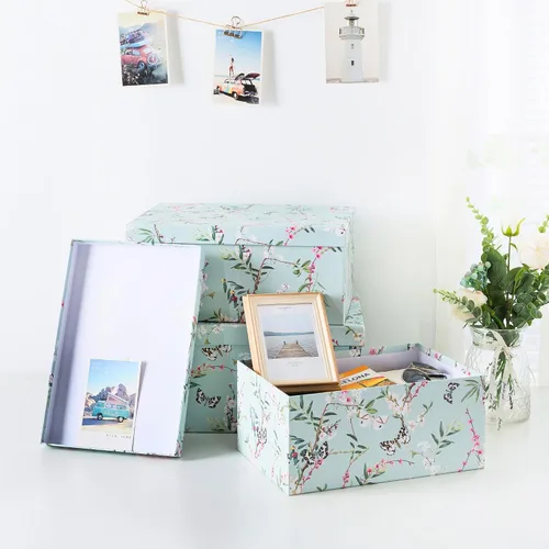 Miniatura 6 de Soul & Lane Cajas de almacenamiento de fotos de mariposas en vuelo (juego de 3): cajas anidables con tapas, contenedores de cartón decorativos