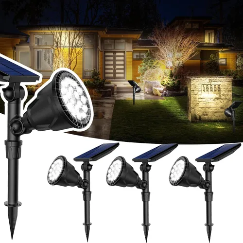 JSOT Focos solares de 600 lúmenes al aire libre para jardín, IP65, impermeables, iluminación de paisaje para pasarela, pared, jardín, patio, camino,