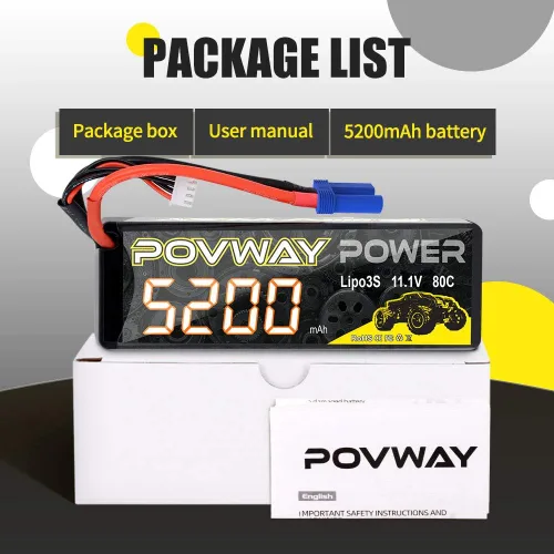 Miniatura 5 de Lipo Batería 3S 5200mAh RC Batería 11.1V 80C con enchufe EC5 Hardcase para coches RC, camión RC, helicóptero, avión (5200 3S 80C- EC5 Plug Hardcase)
