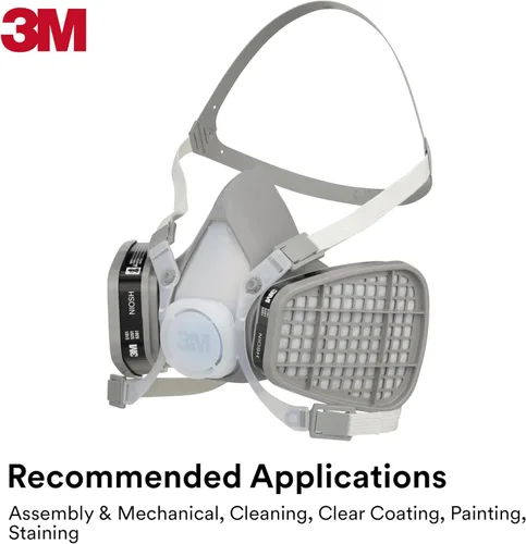 Miniatura 5 de 3M Respirador desechable de media cara, vapor orgánico, aprobado por NIOSH, ligero, premontado, sin mantenimiento