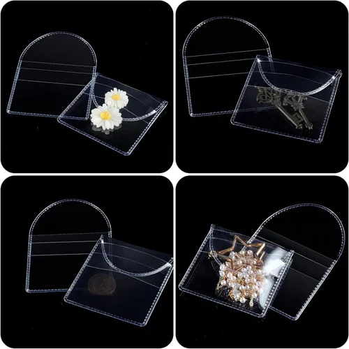 Miniatura 5 de Mimorou 100 fundas de plástico transparente para monedas, de un solo bolsillo, de 2 x 2 pulgadas, fundas de plástico transparente para cortar