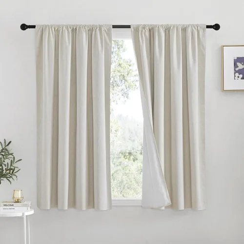 Miniatura 44 de RYB HOME Cortinas cortas opacas 100% marrones, 45 pulgadas de largo, 52 pulgadas de ancho, bloqueo de luz y aislamiento térmico para cocina