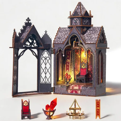 Spire of the Wyrm - Kit de rincón de libros 3D, kit de casa de muñecas en miniatura para adultos y adolescentes, decoración de estante de rincón de