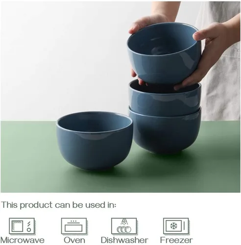 Miniatura 6 de DOWAN Tazones de sopa y cuencos de cereales de 5.8 pulgadas de profundidad, juego de 4 cuencos grandes de 30 onzas para cocina, cuencos de cerámica