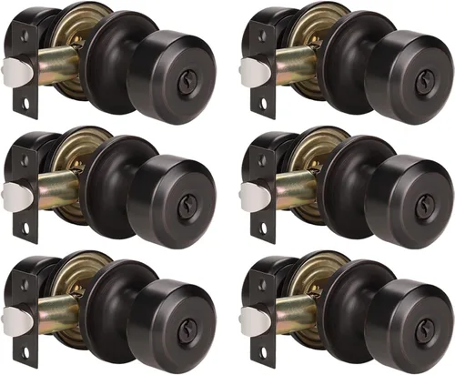 Miniatura 84 de KNOBWELL Paquete de 4 pomos de puerta cuadrados modernos para paso, pomos de puerta interiores, manija de puerta de pasillo y armario, color negro