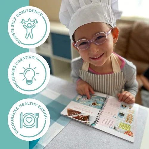 Miniatura 6 de Juego de regalos definitivo para cocinar y hornear Tovla JR para niños Cuchillos seguros para niños Montessori, delantal, libro de cocina visual