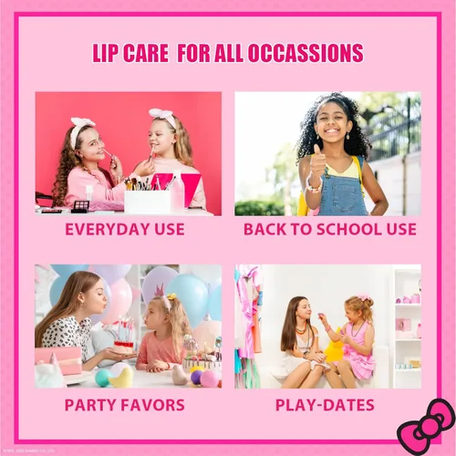 Miniatura 4 de Hello Kitty Beauty - Juego de mini tren incluye tubo de brillo de labios, bálsamo labial, brillo de labios compacto para fiestas de niñas, fiestas
