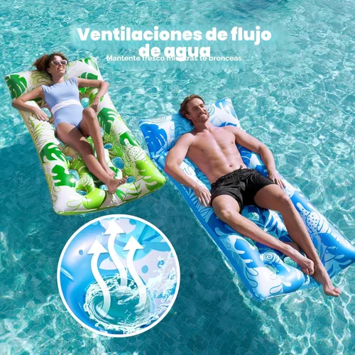 Miniatura 3 de SLOOSH Paquete de 2 flotadores inflables para piscina, tamaño XL, para adultos, con reposacabezas, balsa de bronceado solar, lago, playa, piscina