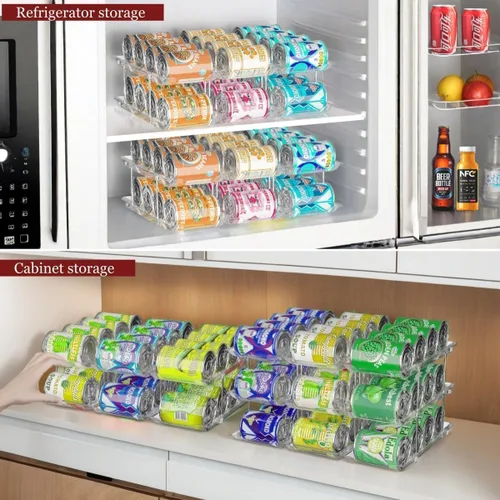 Miniatura 4 de Organizador de latas para despensa, 3 juegos de 4 niveles, organizador de almacenamiento de latas, organizador de latas de soda para refrigerador