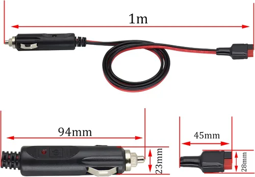 Miniatura 4 de Enchufe para encendedor de cigarrillos a an-der-Son con cable de extensión interno de 15 amperios 14 AWG, adaptador de cargador de batería, conector